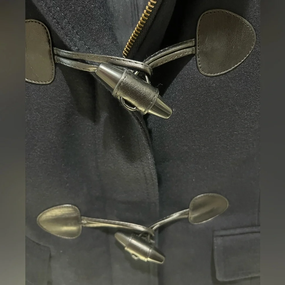 NWOT G H Bass High Quality Navy Blue Hooded Pea Coat/ Duffle Coat - Picture 8 of 12